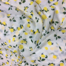 Gelbe Rose-Digital Druck Chiffon Kleid Stoff